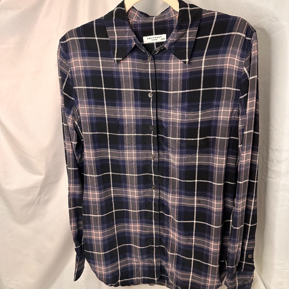 EQUIPMENT FEMME - SILK PLAID SHIRT XS